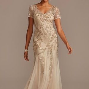 NWT formal champagne sequins gown